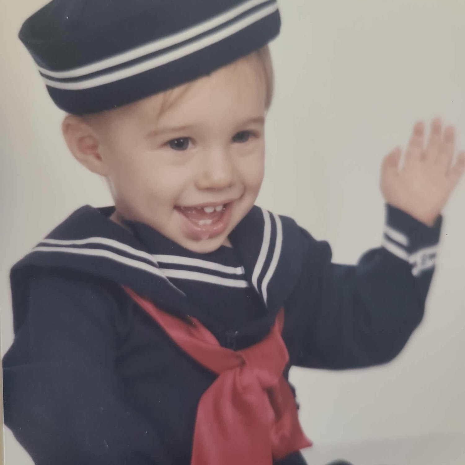 Erik comes from a seafaring family, hence the outfit.