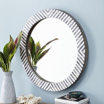 Parsons Round Mirror - Herringbone