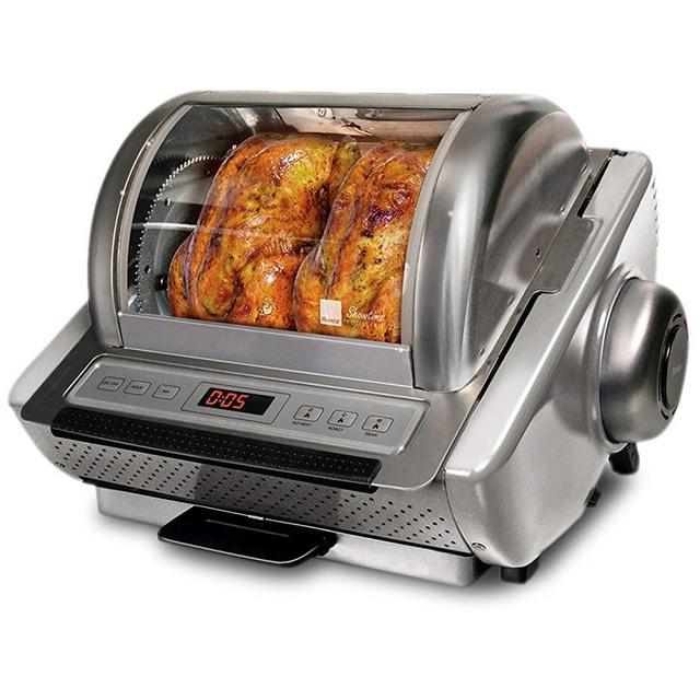 Ronco Showtime EZ-Store Large Capacity Rotisserie & BBQ Oven, Digital Controls, Compact Storage, Perfect Preset Rotation Speed, Self-Basting, Auto Shutoff, Includes Multipurpose Basket