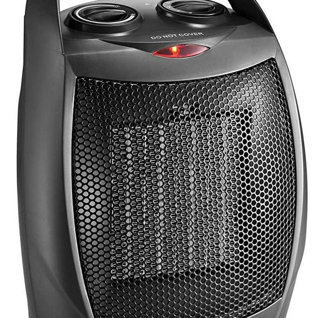 HOME_CHOICE Small Ceramic Space Heater Electric Portable Heater Fan for Home Dorm Office Desktop and kitchen with Adjustable Thermostat,ETL Listed for Safe Use (Black)