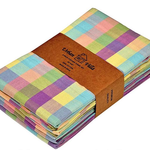 Urban Villa Set of 6 Easter Special Kitchen Towels 20×30 Inch 100% Cotton Highly Absorbent Dish Towels Premium Quality Ultra Soft Bar & Tea Towels with Mitered Corners