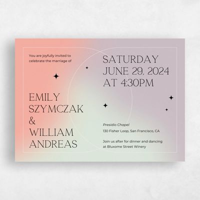 Peachy Blush, Pink Wedding Invitation - Kalia Landscape