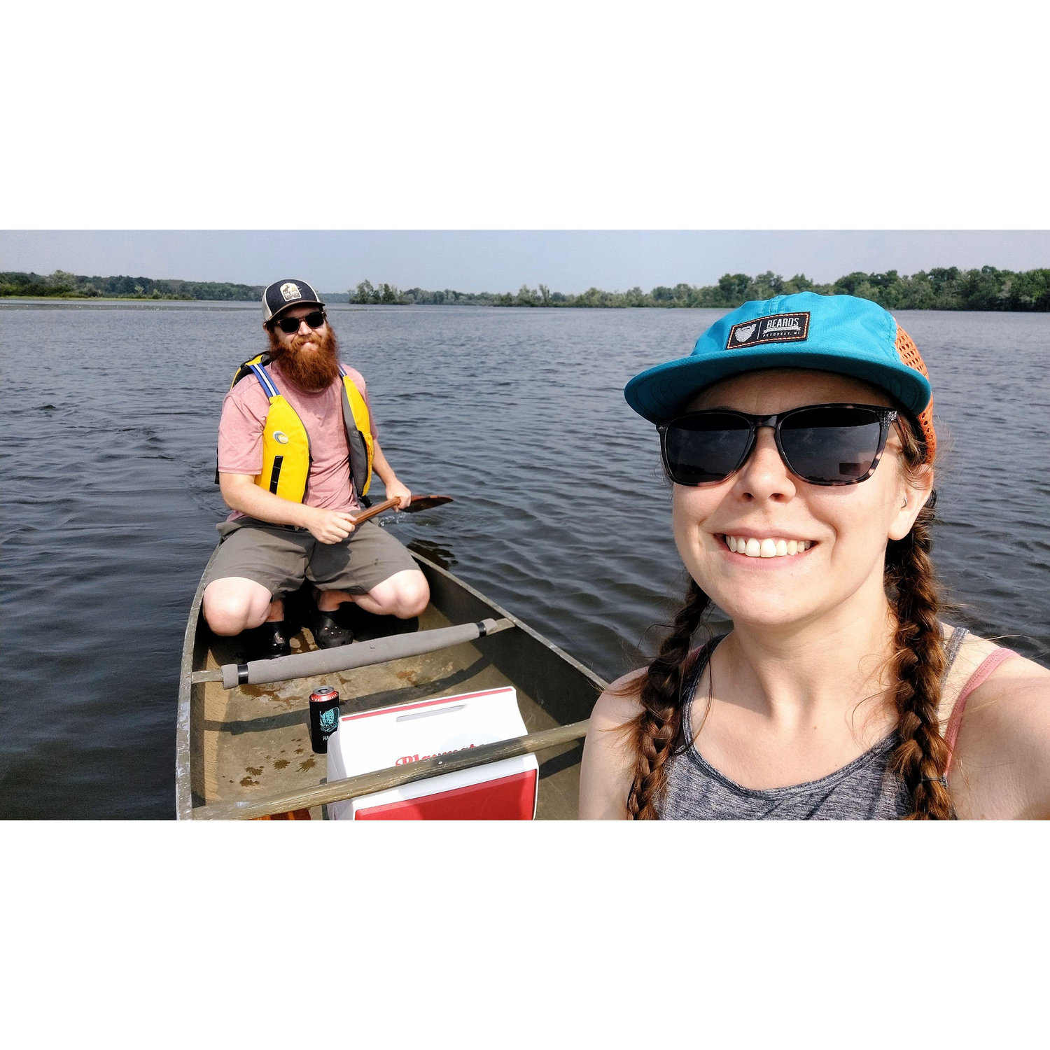 Celebrating Struwve's 33rd in the canoe, Wisconsin River, July 2023