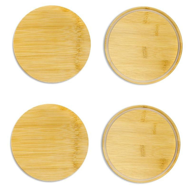 TECHYCU Replacement Wooden Lids for Pyrex, Anchor Hocking Glass Containers, 7200-PC*4, Bamboo Lids for Pyrex 2Cup Glass Bowls, Bowl Covers with Leakproof Silicone Gasket 4 Pack