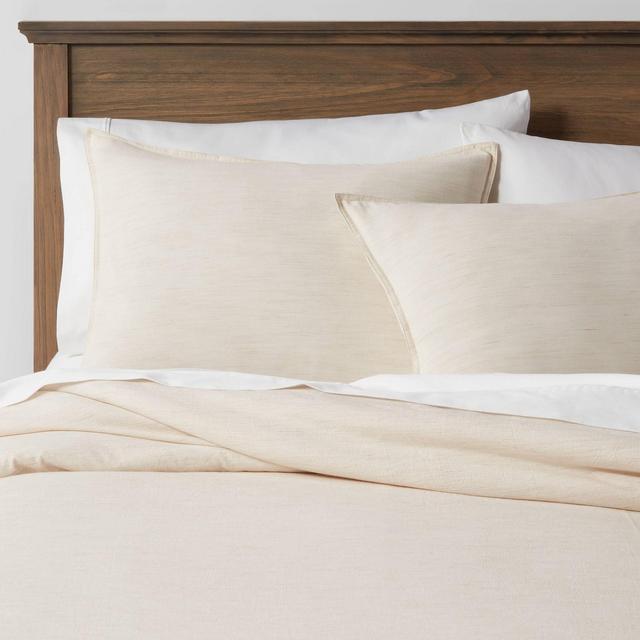 3pc Full/Queen Space Dyed Cotton Linen Duvet & Sham Set True Khaki - Threshold™