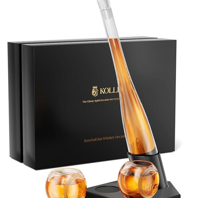Baseball Gifts for Men, Kollea Whiskey Decanter Sets for Men, 20Oz Baseball Bat Decanter Set with 2 Glasses, Unique Valentine Birthday Gift for Men Him Brother Guys Boyfriend Coach, for Liquor Tequila
