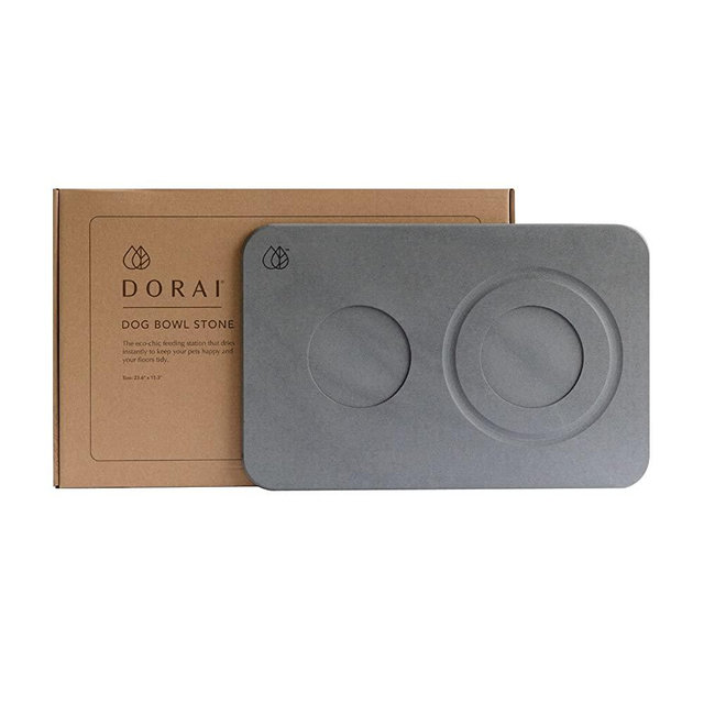 Dorai Home Dog Bowl Stone Base – Modern and Stylish Pet Feeding Station – Non-Slip, Quick Drying Base with Diatomaceous Earth – Slate