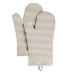 KITCHENAID Ribbed Soft Silicone Oven Mitt 2-Pack Set, 7.5"x13", Milkshake