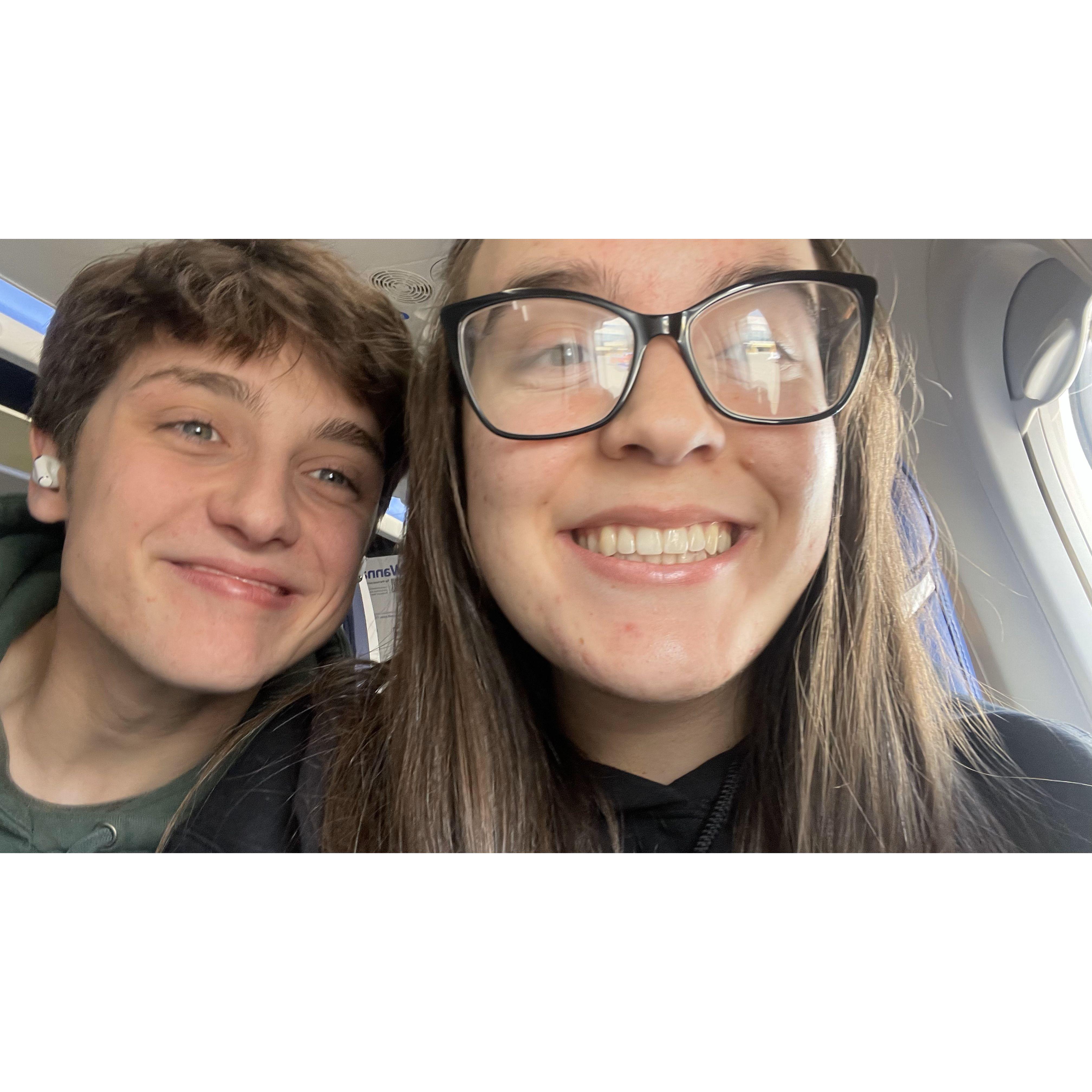 Our first plane ride together