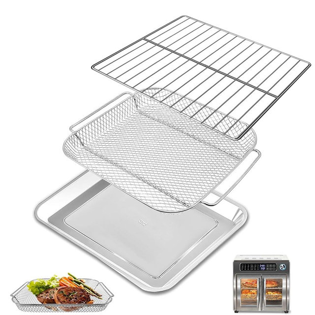 GWY Baking Tray Basket Wire Rack Set for Emeril Lagasse 26 QT Convection Toaster Oven Extra Large Air Fryer With French Doors Tray Set Accessories Grill Plate Crisper Plate Replacement Parts
