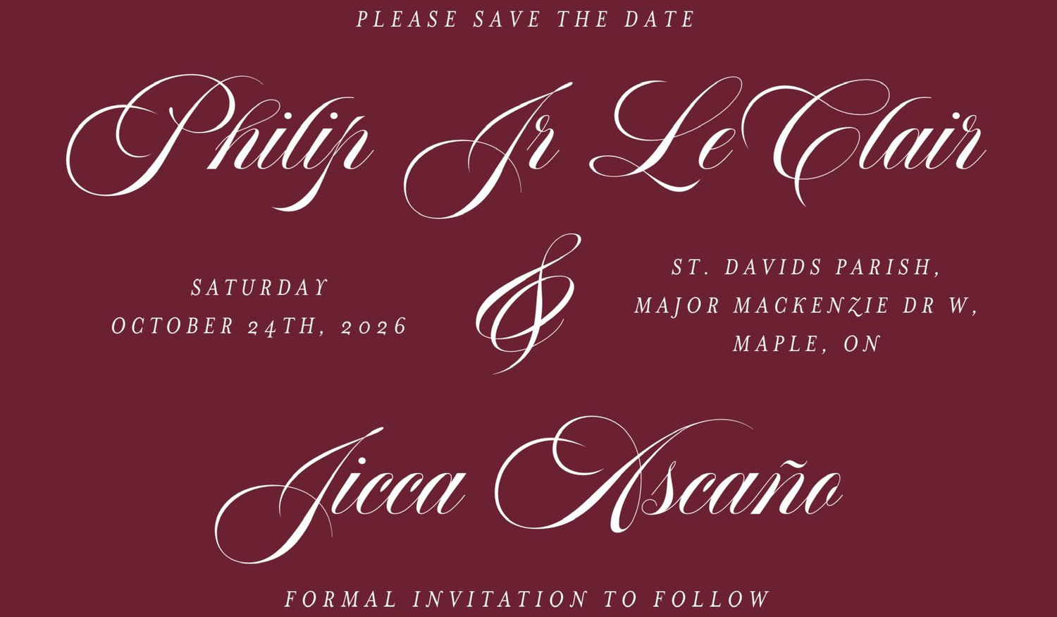 The Wedding Website of Philip Jr LeClair and Jicca Ascaño