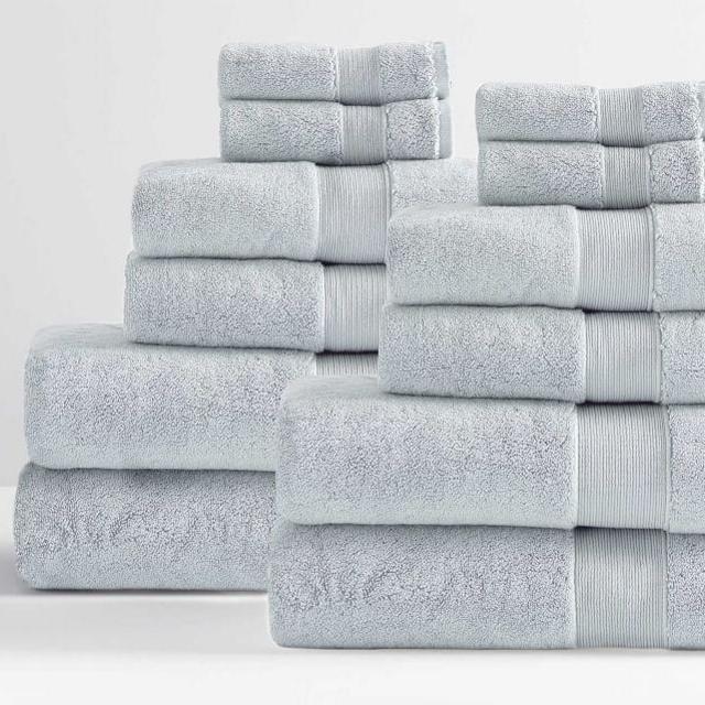 Classic Organic Towel Bundle - Set of 12 Porcelain Blue