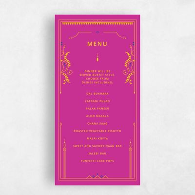 Fuchsia, Pink Wedding Menu - Sona