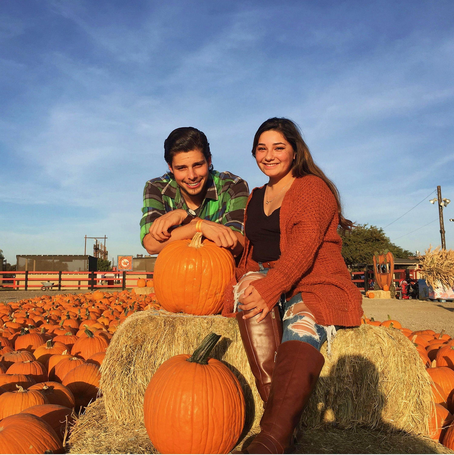 At the patch with their pumpkin. Manteca, 2019