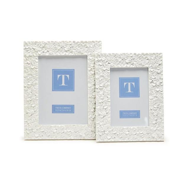 Two's Company Set of 2 Hydrangea Flower Photo Frame Includes 4x6 and 5x7 (stands or hangs horizontally/vertically) - Resin, Glass