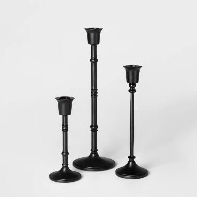 3pc Taper Candle Holder Set Black - Threshold™