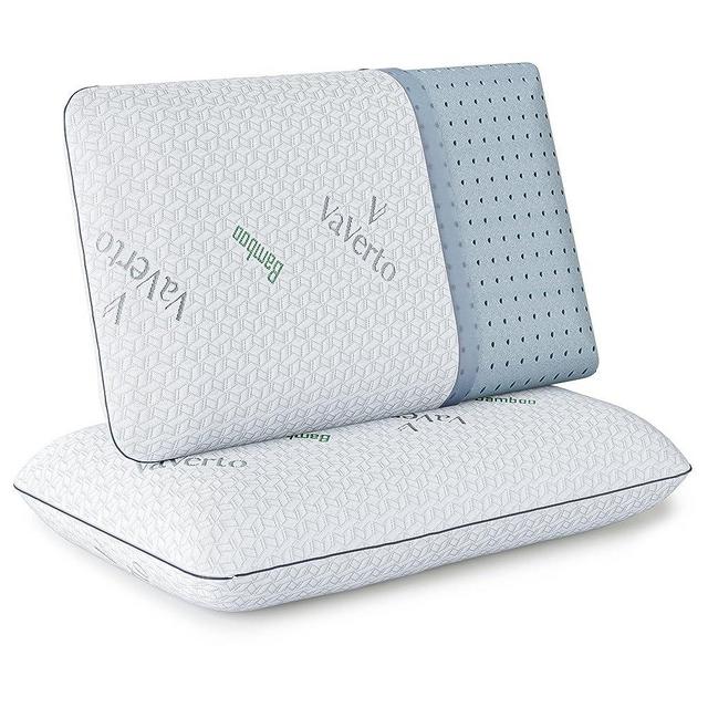 Vaverto Gel Memory Foam Pillow - Queen Size - Ventilated, Premium Bed Pillows with Washable and Bamboo Pillow Cover, Cooling, Orthopedic Sleeping, Side and Back Sleepers - 2 Pack