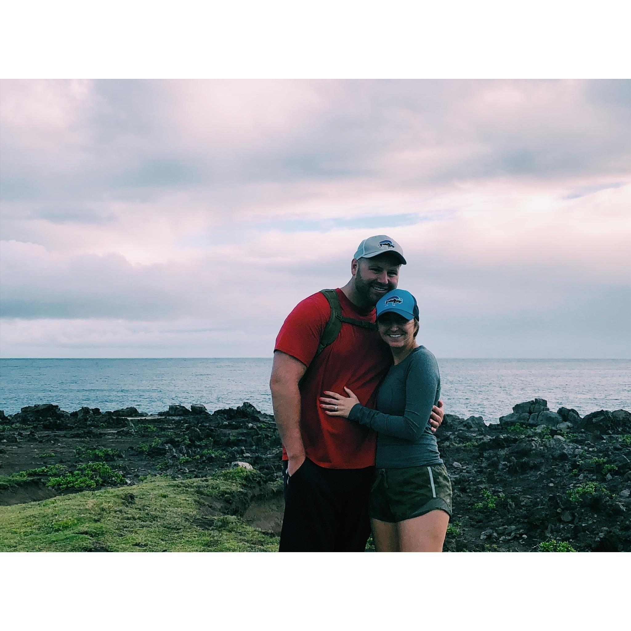 This is where Tyler popped the question. We had to ask a runner going by us to snap this picture of us.