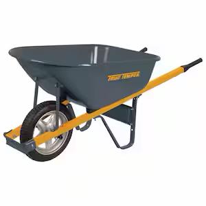 True Temper 6 cu. ft Steel Wheelbarrow with Flat Free Tires and Metal Handles