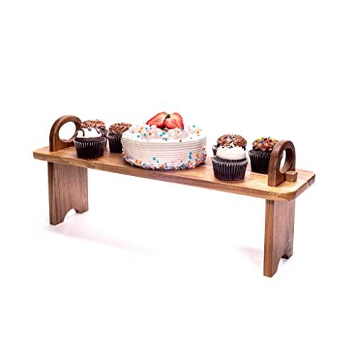 SPEShh Acacia Wooden Serving Board on Stand – Contemporary Raised Wooden Serving Platter – Elegant Hand-Finished Home Décor Counter Shelf Organizer & Cheese Charcuterie Board - 21.5 X 6 x 8.7 inches