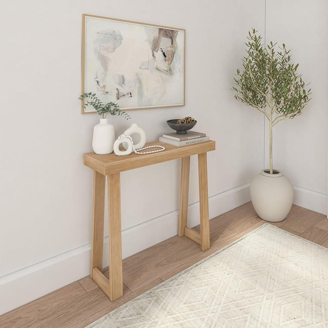 Plank+Beam Solid Wood Console Table, 36 Inch, Sofa Table, Narrow Entryway Table for Hallway, Behind The Couch, Living Room, Foyer, Easy Assembly, Blonde