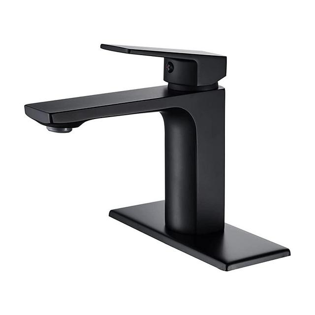 Black Bathroom Faucet Single Handle Bathroom Sink Faucet, RV Bathroom Vanity Sink Faucets with Deck Plate and Faucet Supply Lines, 1 or 3 Hole