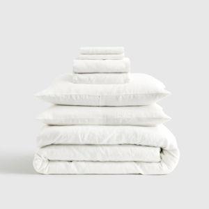 King-Sized European Linen Deluxe Bedding Bundle in (White)