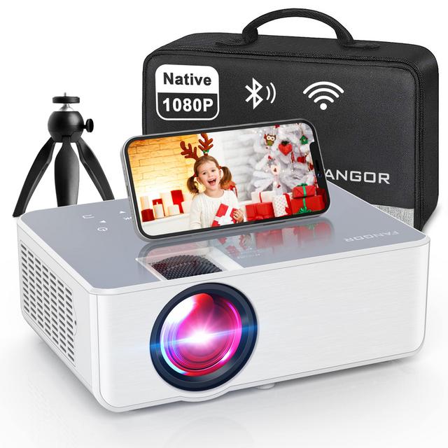 1080P HD Projector, WiFi Projector Bluetooth Projector, FANGOR 230" Portable Movie Projector with Tripod, Home Theater Video Projector Compatible with HDMI, VGA, USB, Laptop, iOS Android Smartphone