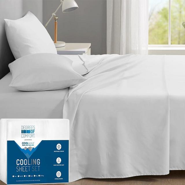 DEGREES OF COMFORT Coolmax Cooling California King Sheet Sets | Best Sheet Set for Hot Sleepers | Soft, Deep Pocket, White, 4-Pcs
