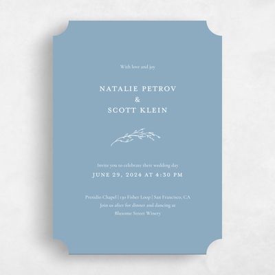 Blue Ticket Wedding Invitation - Normandy Classic