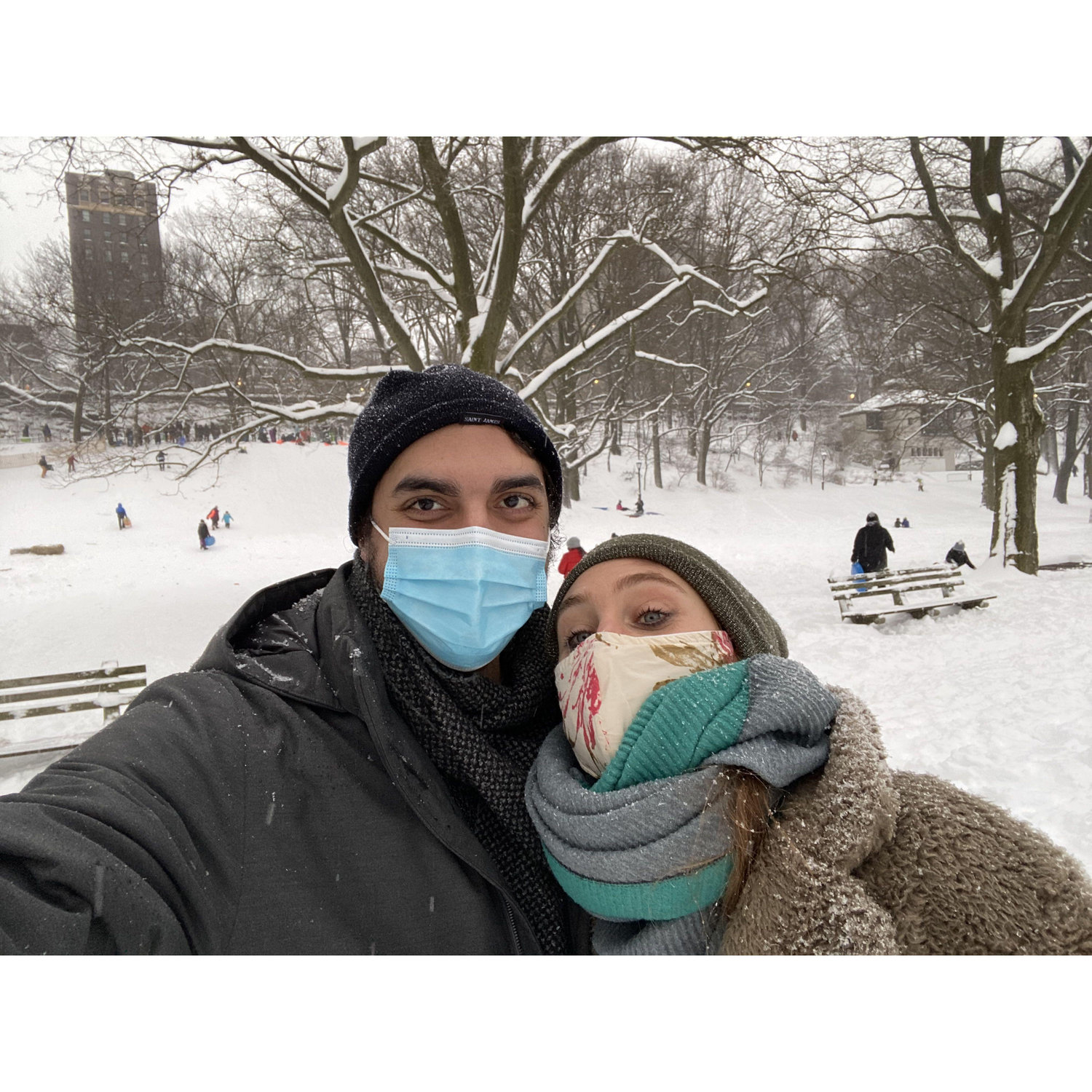 Snowy backgrounds in a post-Covid NYC