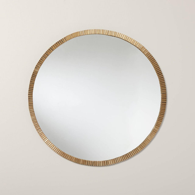 30" Pleated Brass Round Wall Mirror Antique Finish - Hearth & Hand™ with Magnolia