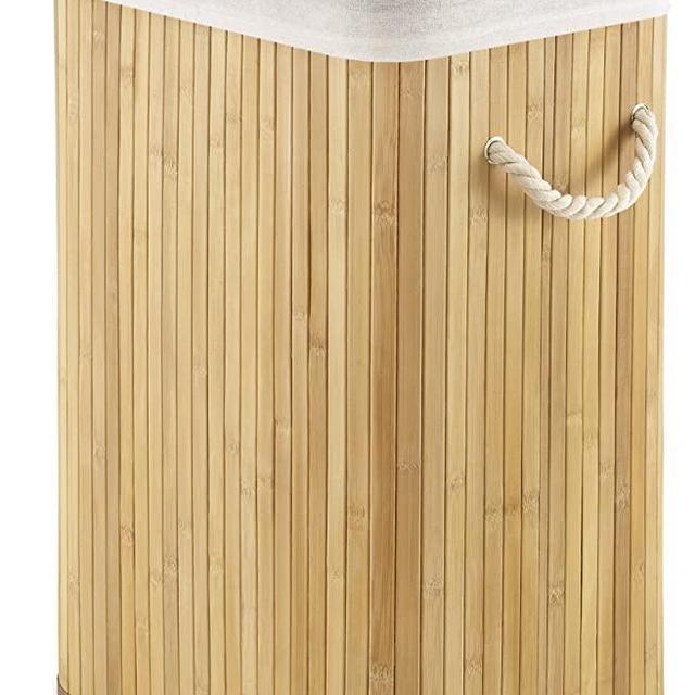 Whitmor Laundry Hamper with Rope Handles Bamboo, 12.25x16.25x23.375, Natural Stain