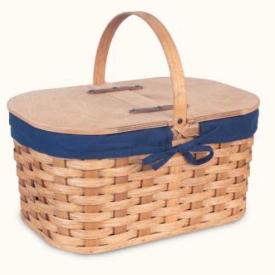 Medium Wicker Picnic Basket | Classic Amish Woven Wood w/Lid