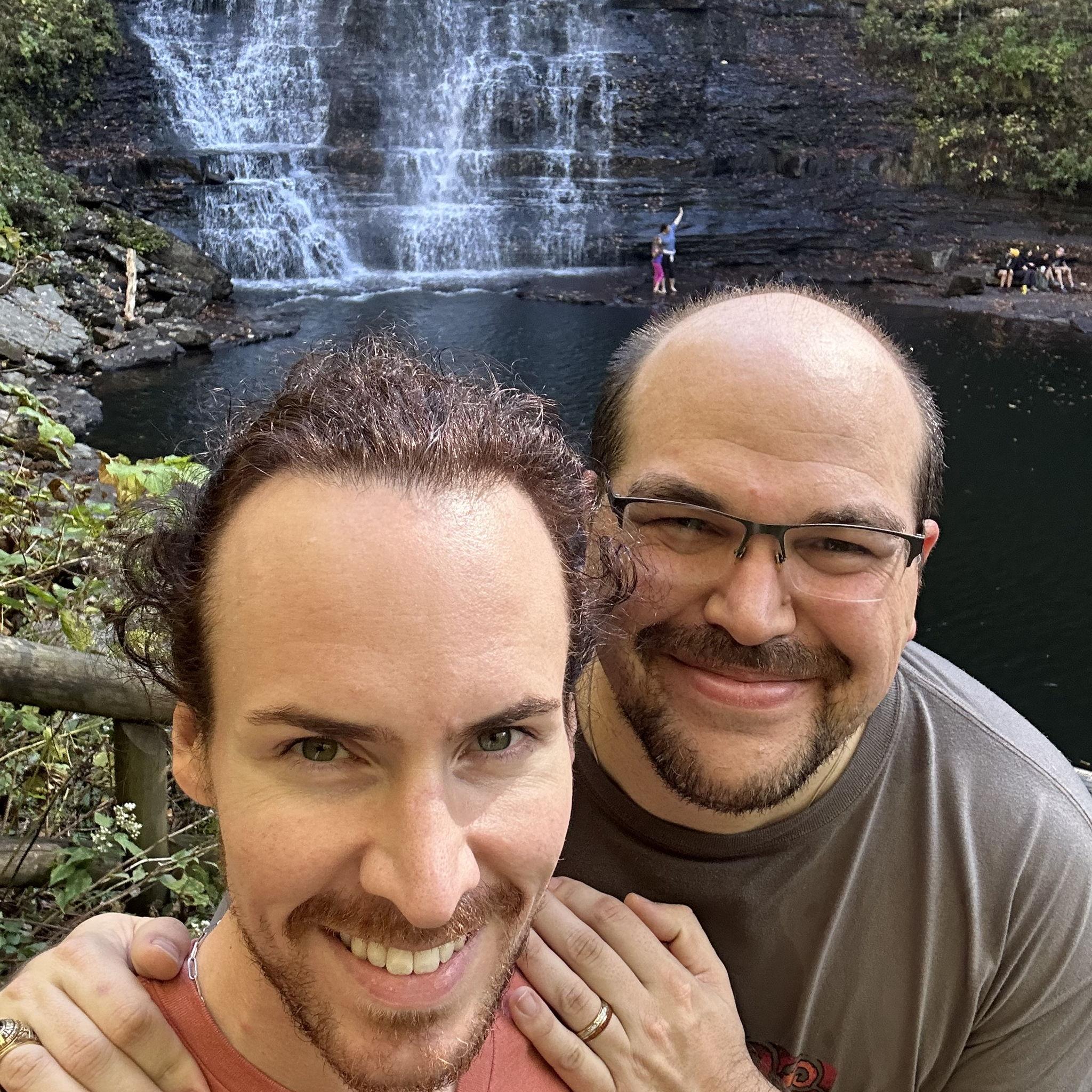 At the Cascades waterfall, Josh's favorite hike in Virginia