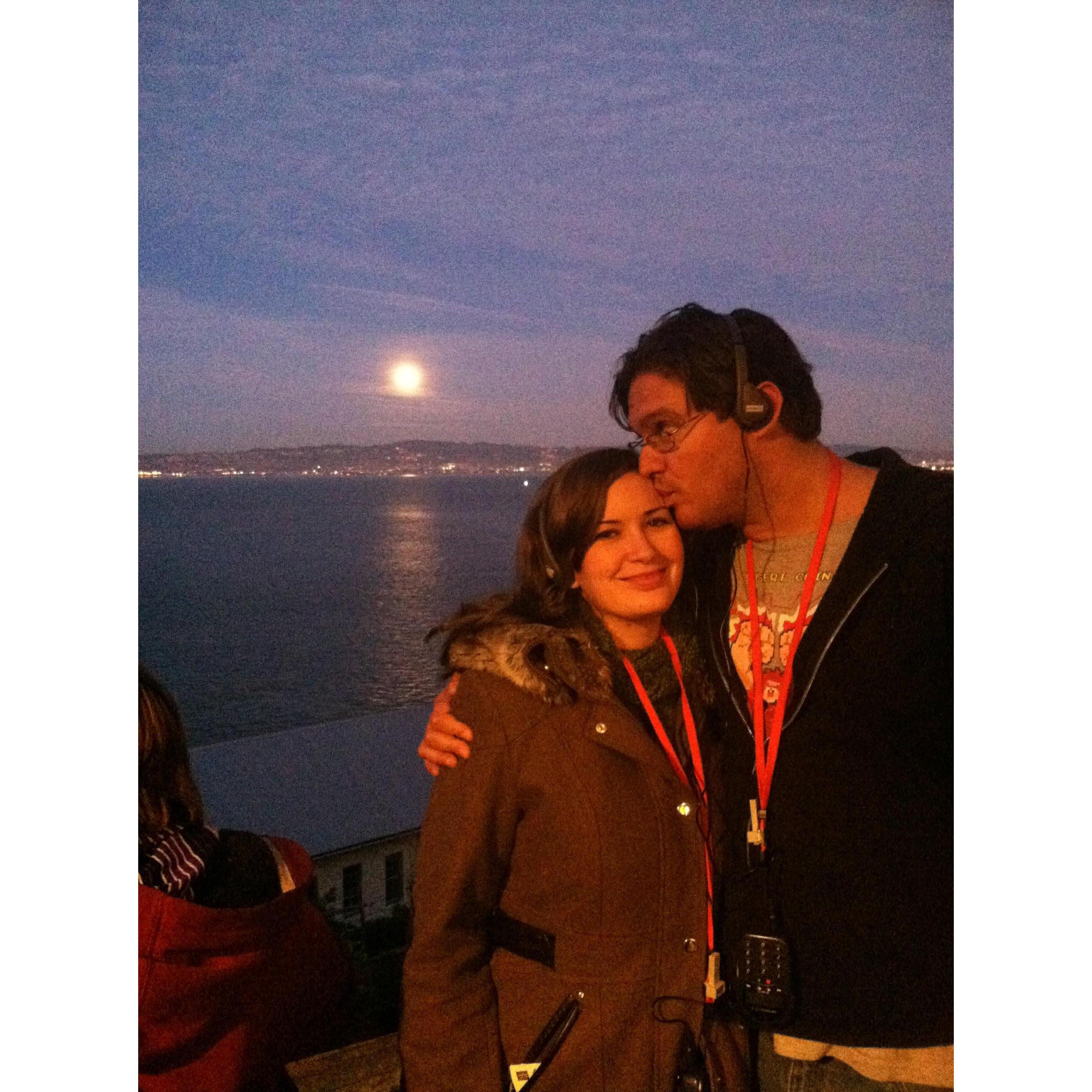 Alcatraz, during the evening trip. It was dazzling, the city lights and enormous full moon on the bay.