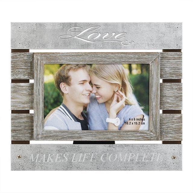 4x6 Rustic Picture Frames Made of Wood and High Definition Glass - Ready to Stand or Hang with Built in Easel Photo Frames Beige