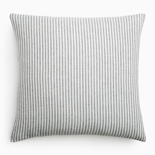 European Flax Linen Classic Stripe, Euro Sham, Slate