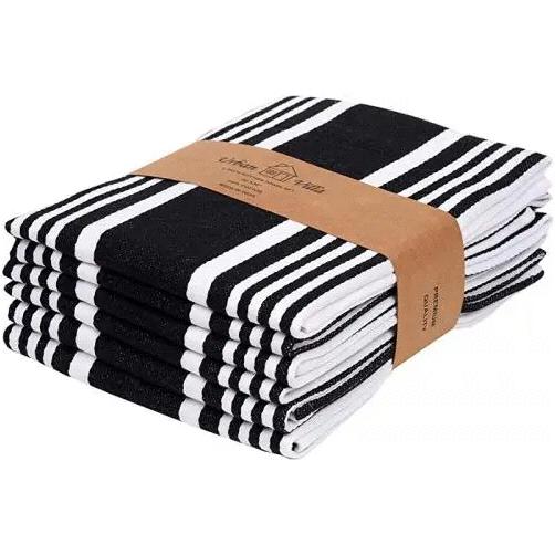 Urban Villa Kitchen Towels Black/White Set of 6