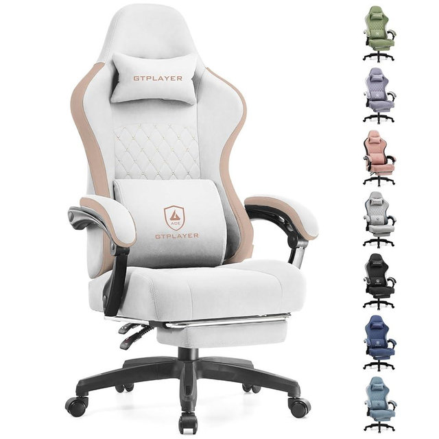 GTPLAYER Gaming Chair, Computer Office Chair with Pocket Spring Cushion, Linkage Armrests and Footrest, High Back Ergonomic Computer Chair with Lumbar Support Task Chair with Footrest