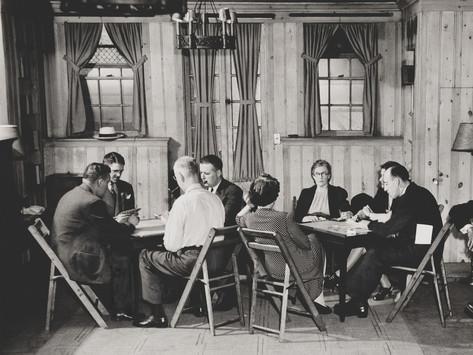 Groups of Men and Women Playing Bridge in Manhattan Alcoholics Anonymous Club Room