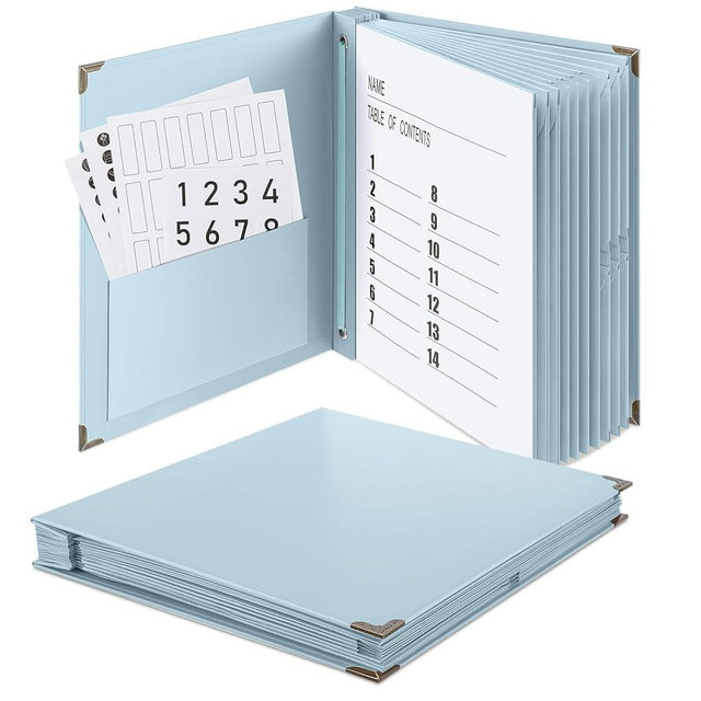 Marspark Important Document Organizer with Labels, Expanding File Folder, Family Document Organizer Binder for Important Papers, Birth Certificates, Letters, Photos, Passports, Life Book(Blue)