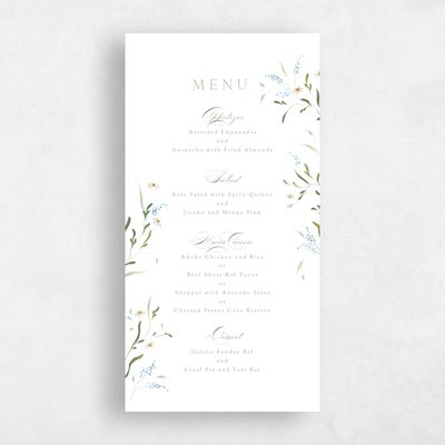 White Greenery Wedding Menu - Pero
