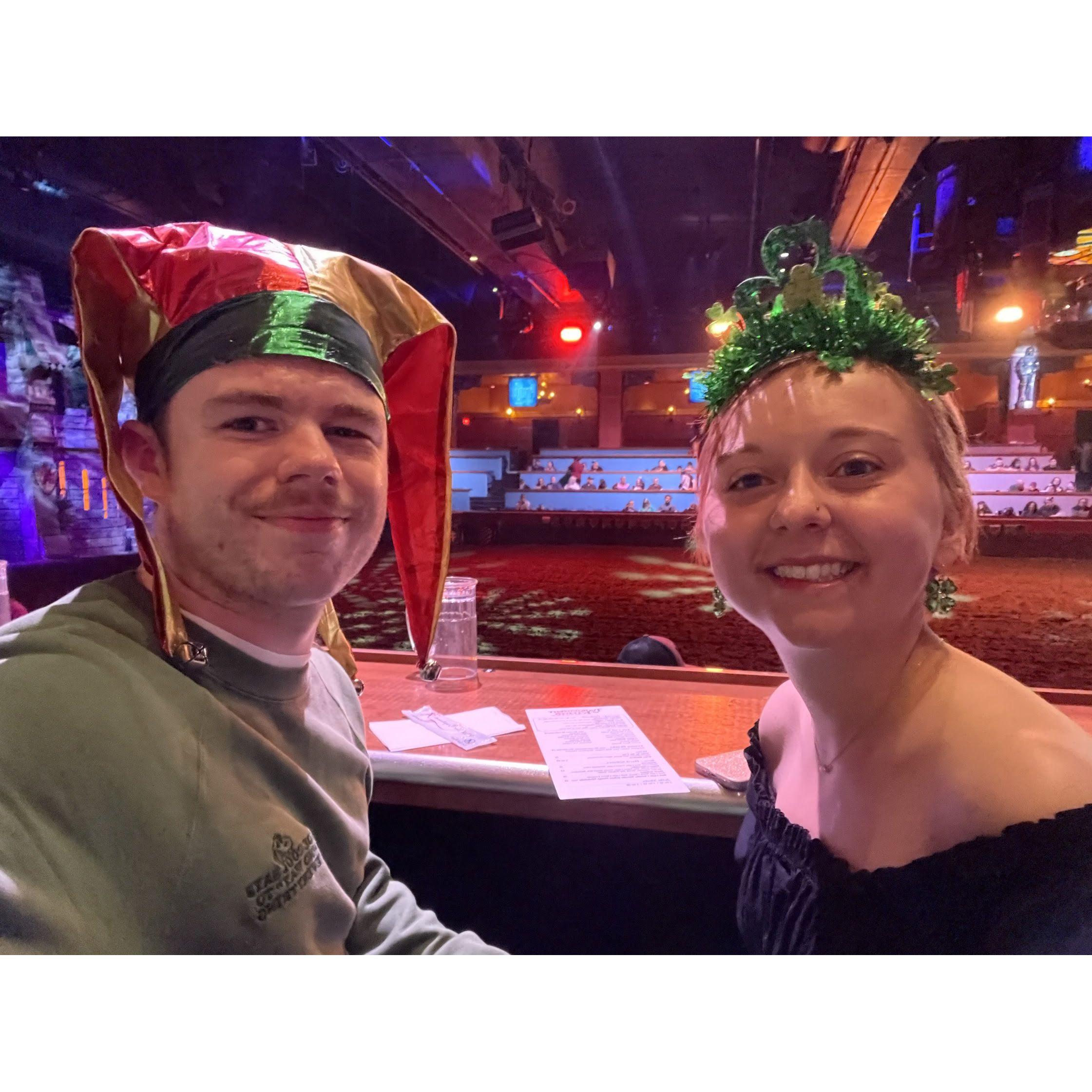 St. Patrick’s Day in Vegas—we celebrated by attending the Tournament of Kings and cheering from the Irish section! 🍀⚔️