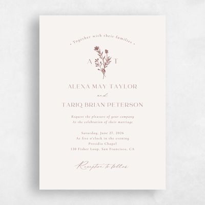 Clay Brown Wedding Invitation - Hazel Portrait