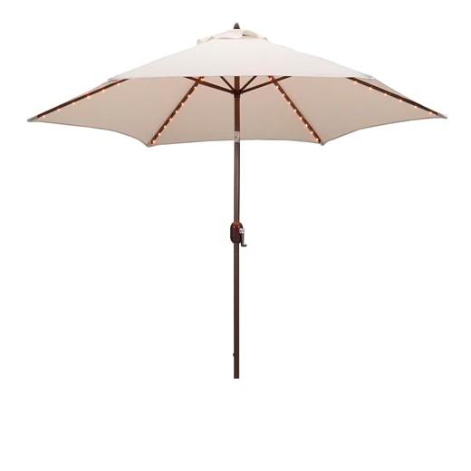 9' Round Lighted Patio Umbrella - Canvas