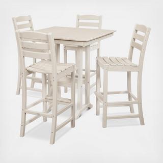 La Casa Cafe 5-Piece Outdoor Farmhouse Trestle Bar Set