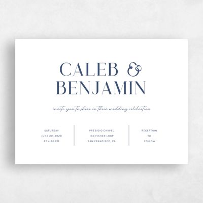 Navy, Blue Wedding Invitation - Latona Type Letterpress