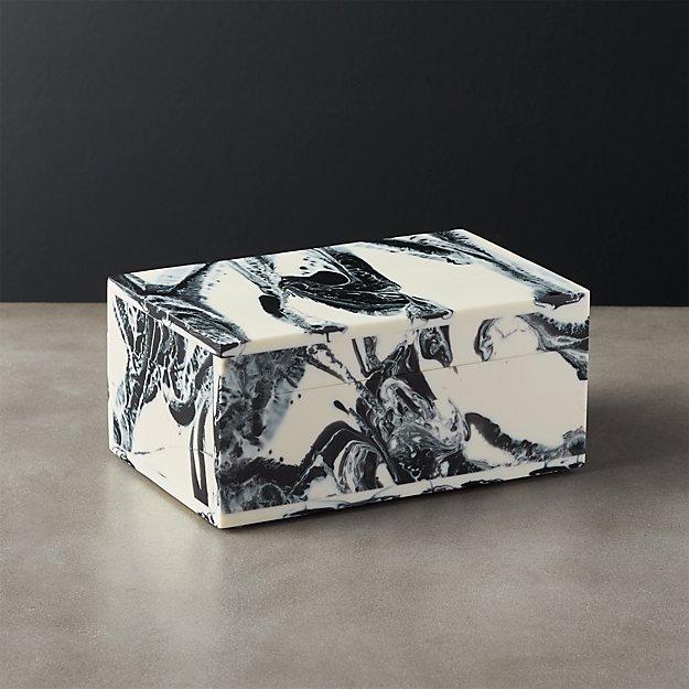 Pekoe Black & White Storage Box w/Lid