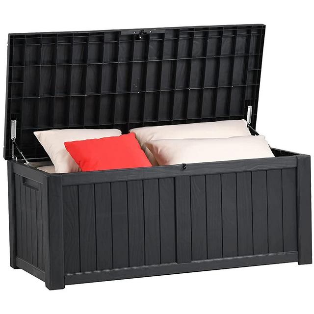 YITAHOME 120 Gallon Resin Deck Box Outdoor Storage Boxes for Patio Furniture, Outdoor Cushions, Garden Tools and Pool Toys-Waterproof (Black)